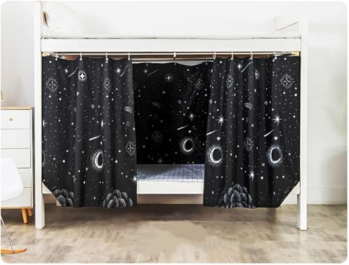 Students Dormitory Bunk Bed Curtains Single Bed Draperies Shading Dustproof Blackout Cloth Window Curtain Bedroom Decor (Galactic Stars, 1.2M x 2M (2 Piece Included))