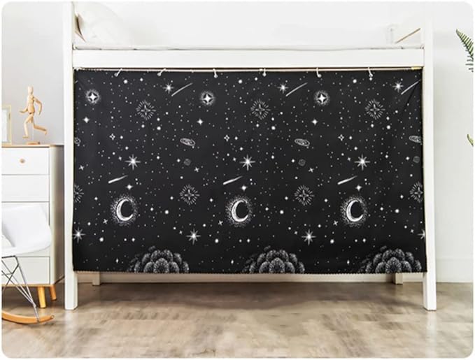 Students Dormitory Bunk Bed Curtains Single Bed Draperies Shading Dustproof Blackout Cloth Window Curtain Bedroom Decor (Galactic Stars, 1.2M x 2M (2 Piece Included))