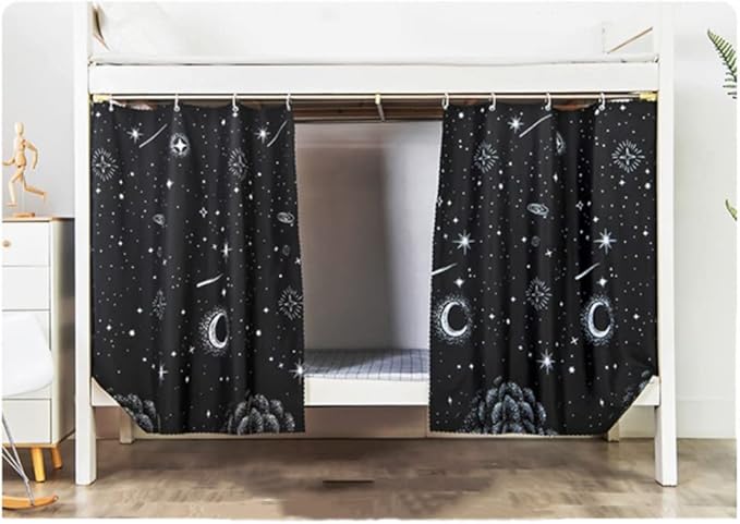 Students Dormitory Bunk Bed Curtains Single Bed Draperies Shading Dustproof Blackout Cloth Window Curtain Bedroom Decor (Galactic Stars, 1.2M x 2M (2 Piece Included))