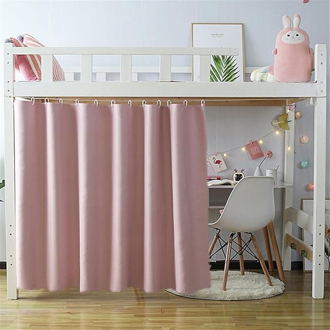 Pink Bed Curtain Grommet Solid Blackout Drapes 47 Inches Length Light Blocking Privacy Room Divider for Student Dormitory Bunk Beds,1 Panel W79 x L47 Inch