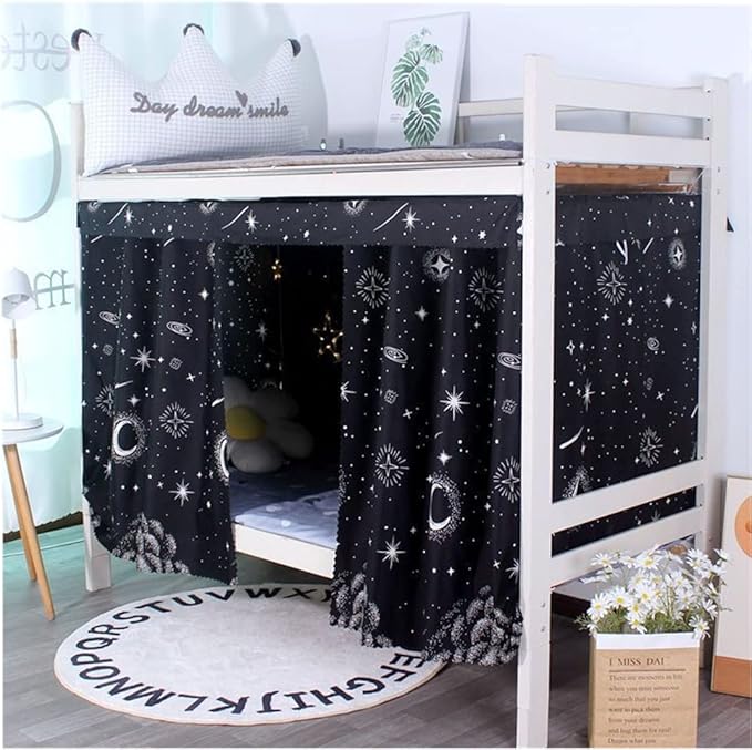 Students Dormitory Bunk Bed Curtains Single Bed Draperies Shading Dustproof Blackout Cloth Window Curtain Bedroom Decor (Galactic Stars, 1.2M x 2M (2 Piece Included))