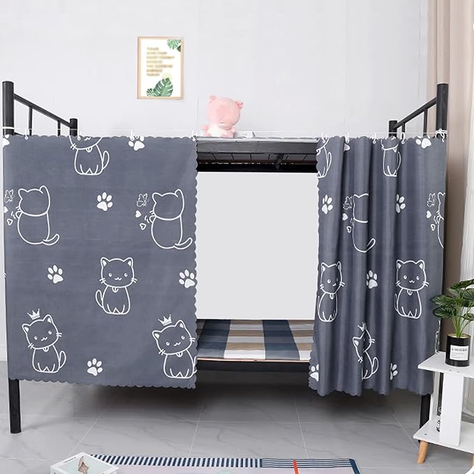 Students Dormitory Bunk Bed Curtain Cartoon Blackout Single Bed Curtain Privacy Shading Dustproof Bed Canopy, 1.1m, 3pcs