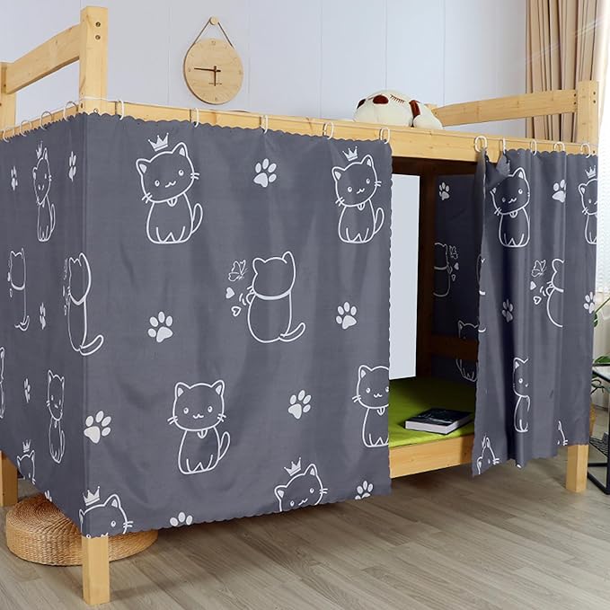 Students Dormitory Bunk Bed Curtain Cartoon Blackout Single Bed Curtain Privacy Shading Dustproof Bed Canopy, 1.1m, 3pcs