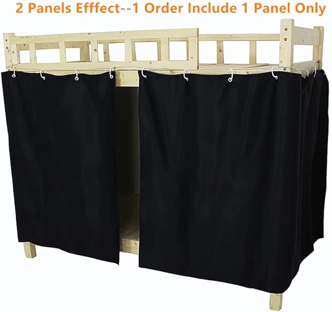 Black Blackout Bottom Bunk Bed Curtain Privacy Canopy Single Bed Shading Decor Loft Under Dormitory Bed Curtain,1PC