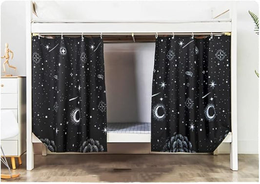 Students Dormitory Bunk Bed Curtains Single Bed Draperies Shading Dustproof Blackout Cloth Window Curtain Bedroom Decor (Galactic Stars, 1.2M x 2M (2 Piece Included))