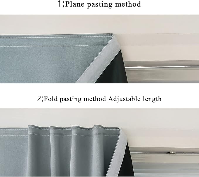 self Adhesive Portable 100% Blackout Curtains Simple and Easy to installBedroom Window Thermal Lnsulated Kitchen Room Darkening Black Small Drapes 1-Pack