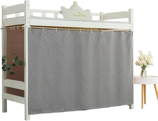 Solid Bottom Bunk Bed Blackout Curtains Privacy Cloth Single Size Twin Size for Men Women Collage Students, Gray