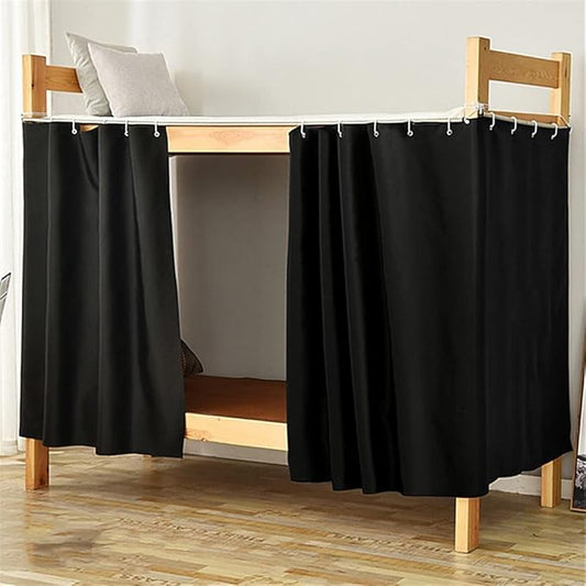 Black Bed Curtain Grommet Solid Blackout Drapes 47 Inches Length Light Blocking Privacy Room Divider for Student Dormitory Bunk Beds,1 Panel W79 x L47 Inch