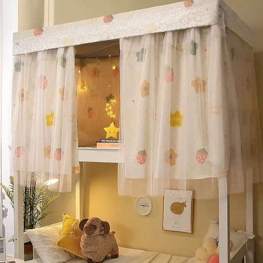 Dorm Bunk Bed Curtains Home Upper&Bottom Bed Cloth Curtain Lightproof Bed Tents Drapes Breathable Dustproof Bed Canopy with Rope Buckles(1 Panel)