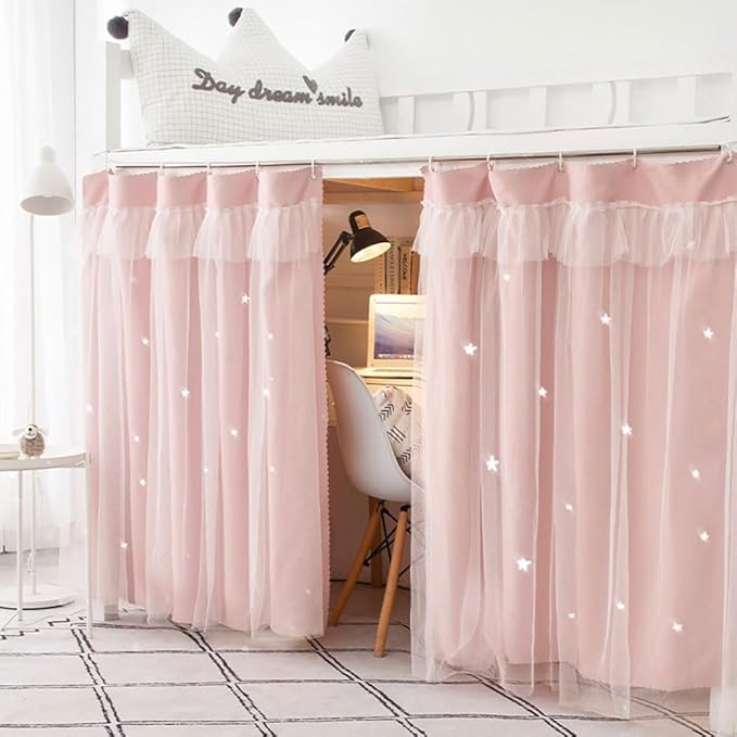 1 Panel Dorm Bunk Bed Curtain Students Dormitory Bottom Bed Cloth Curtain Dustproof Single Bed Blackout Curtains Net Panels Loft Bedding Canopy Tent Spread Curtain Shading Drapes
