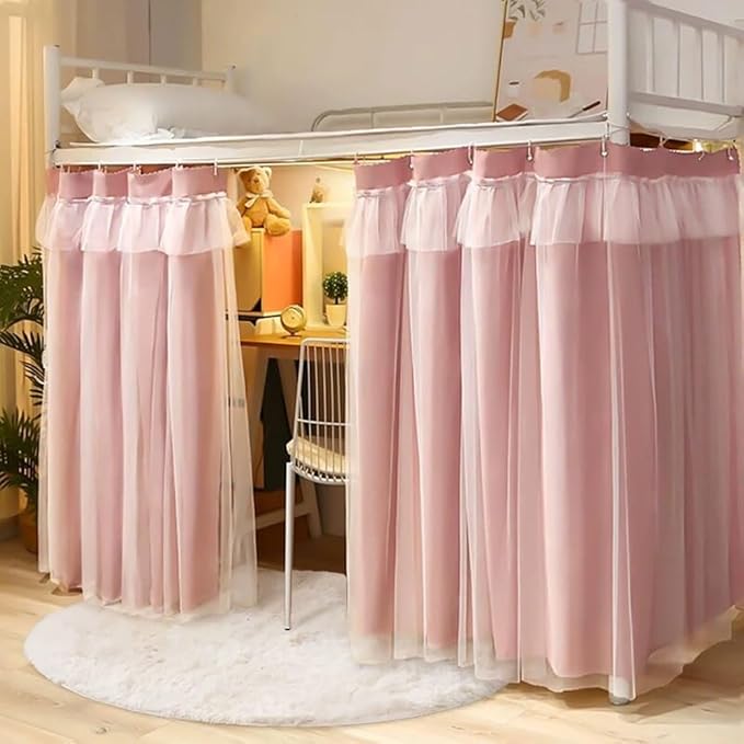 1 Panel Dorm Bunk Bed Curtain Students Dormitory Bottom Bed Cloth Curtain Dustproof Single Bed Blackout Curtains Net Panels Loft Bedding Canopy Tent Spread Curtain Shading Drapes