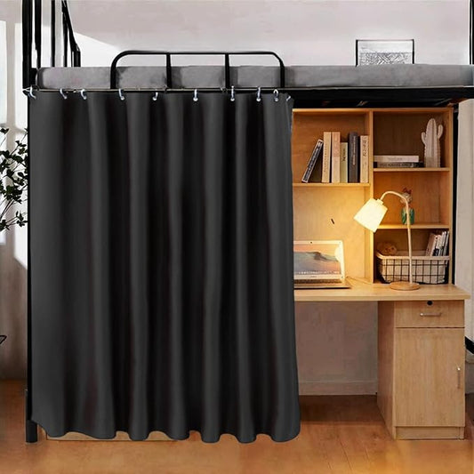 Black Blackout Bottom Bunk Bed Curtain Privacy Canopy Single Bed Shading Decor Loft Under Dormitory Bed Curtain,1PC