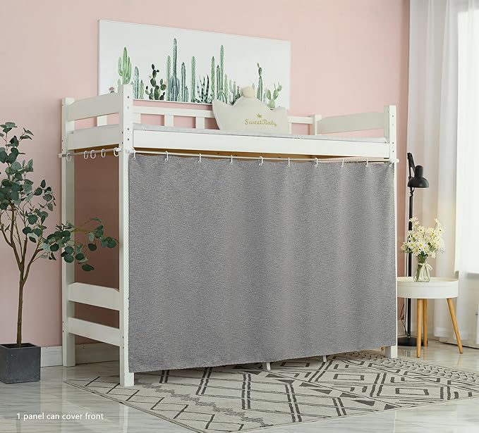 Solid Bottom Bunk Bed Blackout Curtains Privacy Cloth Single Size Twin Size for Men Women Collage Students, Gray
